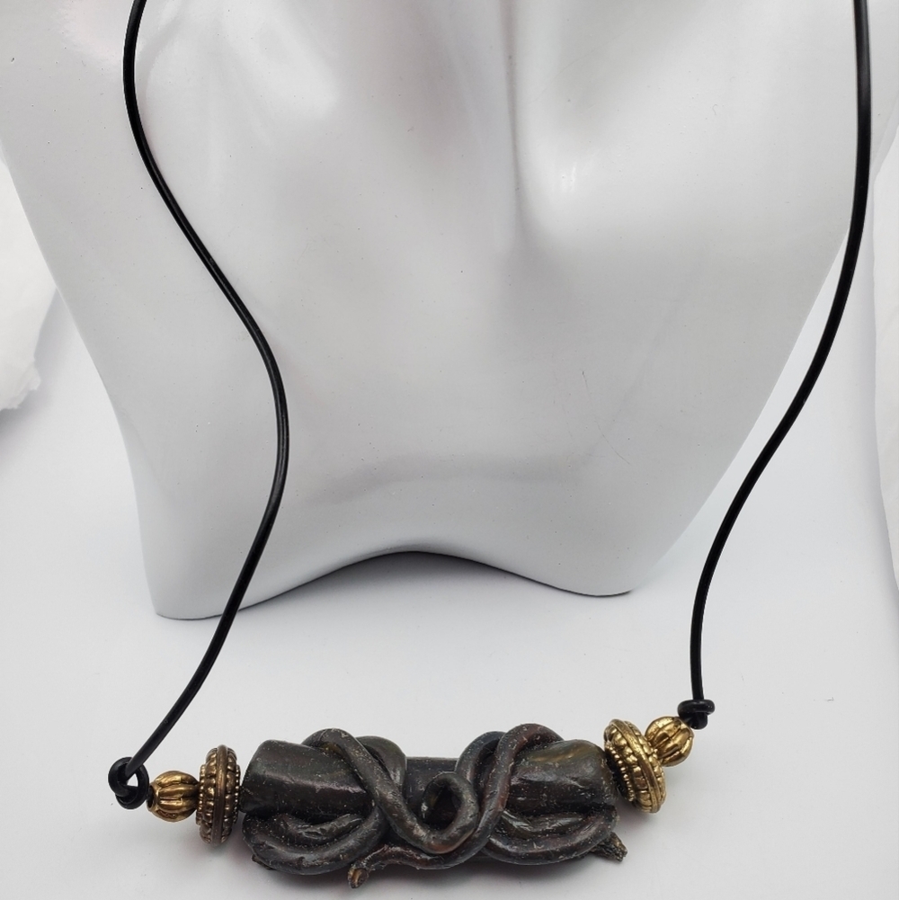Witches curse clay‎ molded totem necklace N1227